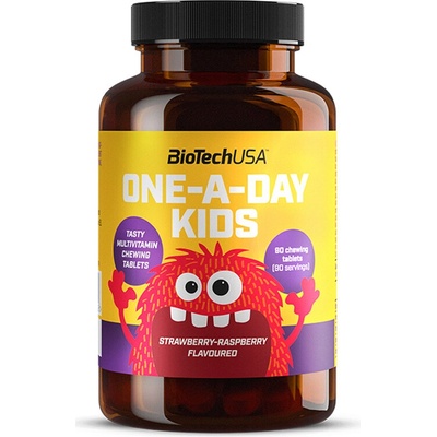 BioTechUSA One a day Kids jahoda malina 90 tabliet
