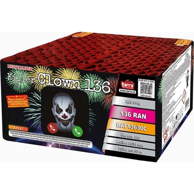 Čína baterie výmetic KILLER CLOWN 136 ran 2/1 Halloween multikalibr