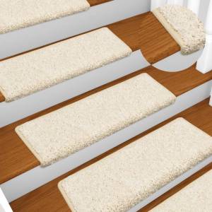 vidaXL Изтривалки за стълби 15 бр. 65x21x4 см бели с правоъгълен кант (134581)