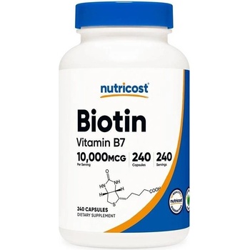 Nutricost Biotin Vitamin B7, 10000 g, 240 капсули, Nutricost (67526 (026101) NC)