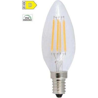 Diolamp LED Filament Candle žárovka čirá C35 4W/230V/E14/2700K/500Lm/360°/Step Dim