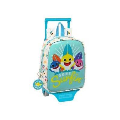 Училищна чанта с колелца Baby Shark Surfing Син Бял 22 x 27 x 10 cm