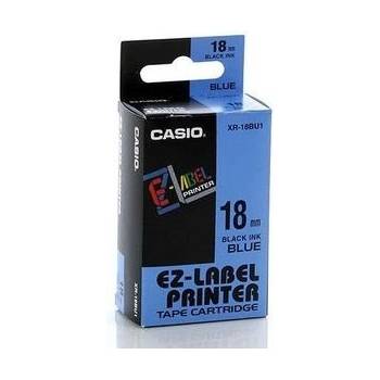 Casio XR-18BU1, 18mm x 8m, черен печат/синьо фона, оригинален лента (XR-18BU1)