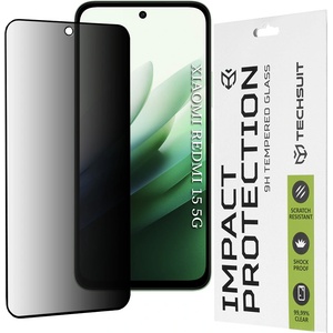 Techsuit Протектор за дисплей - Techsuit 111D Privacy Full Glue - Xiaomi Redmi 15 4G / Redmi 15 5G - Черен
