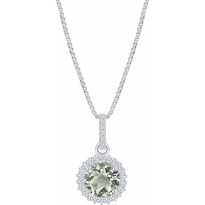 Eppi Stříbrný halo přívěsek se zeleným ametystem a zirkony Atia P40176