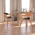 vidaXL Трапезни столове, 2 бр, черно, извито дърво и изкуствена кожа (3092379)
