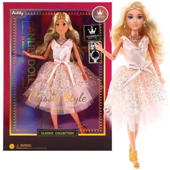 Модна кукла в официална рокля - къса светло розова