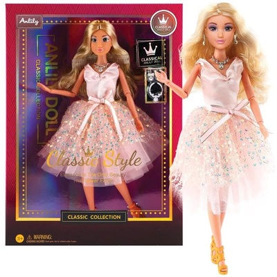 Модна кукла в официална рокля - къса светло розова