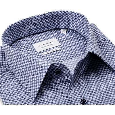 Eterna Comfort Fit Twill košile s modrým vzorem extra prodloužený rukáv