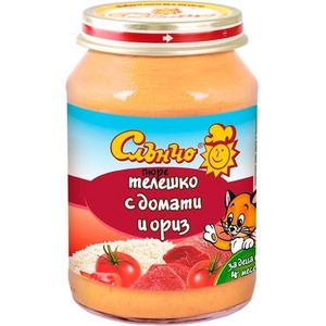 Слънчо Месно-зеленчуково пюре Слънчо - Телешко с домат и ориз, 190 g (2583) - ozone