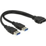Delock Кабел Delock USB 3.0 с конектор с изводи, мъжки, 2 x USB 3.0 Type-A мъжки, 25 см