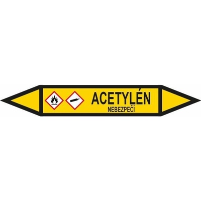 Šipka pro značení potrubí - ACETYLÉN, 166 x 26 mm, aršík 5 ks