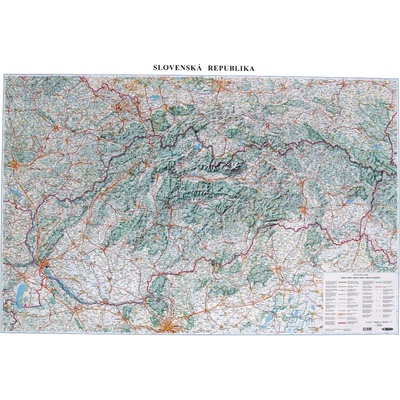 Slovenská republika - nástěnná mapa 120 x 83 cm, lamino + 2 lišty