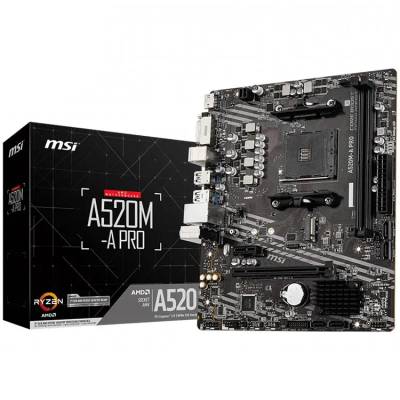 Main Board Desktop A520M-A PRO (A520, AM4, 2xDDR4, 1x PCI-E 3.0 x16 slot, 1x M. 2 slot, 4x USB 3.2 Gen1, 2x USB 2.0, 1x HDMI, 1x D (A520M-A PRO)