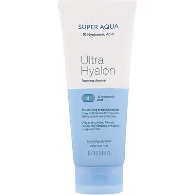 Missha Super Aqua Ultra Hyalron Cleansing Foam, овлажняваща и почистваща пяна за лице (8809643507226)