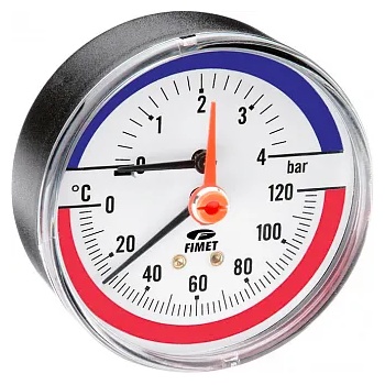 Image 1 of WATTS TIM80 0-4 bar 0-120°C G1/2" Термоманометър аксиален (TIM8004)
