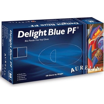 Aurelia Delight Blue PF jednorázové vinylové rukavice box 100 kusů