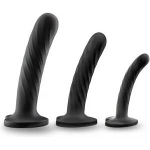 Blush Novelties Комплект 3 бр. силиконови дилда с вакуумна основа сърце Temptasia Twist