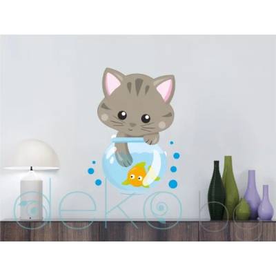 Коте с аквариум и рибка (1529)