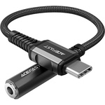 ACEFAST - Адаптер за аудио кабел (C1-07) - Type-C към Jack 3.5 мм женски, Hi-Fi, DAC цифрово декодиране, найлонова оплетка, 0.18 м - Черен