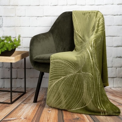 Takoy Deka BLANCA měkká a příjemná na dotek se zlatým potiskem s motivem listů leknínu-HF-392064 150 x 200 cm – Zbozi.Blesk.cz