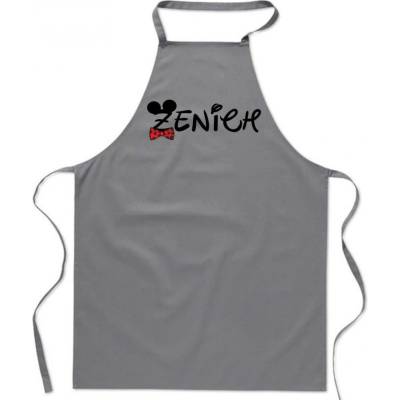 Povidlo.cz Zástěra Mouse Motýlek Ženich Šedá