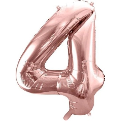 PartyDeco Fóliový balón číslo 4 ružové zlato 86 cm