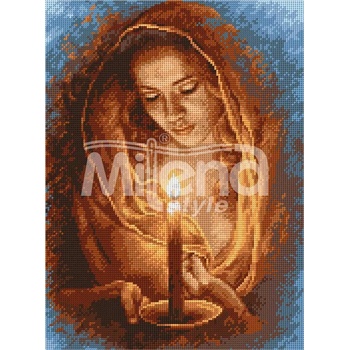 Milena Style Девойка със свещ - гоблен със схема конци dmc 1: 4