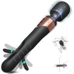 SuperLove Triple Pleasure Massage Wand & Flapping Vibrator Black