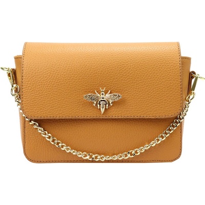Menší kožená crossbody kabelka do ruky i přes rameno Hnědá