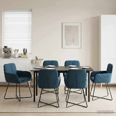 vidaXL Обедени столове 6 pcs Кадифе Синьо 59 x 56, 5 x 86 см (3428226)