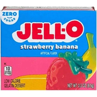 Jell-O zero instantní želatina s příchutí jahod a banánů bez cukru 8,5 g