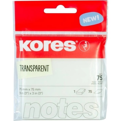 samolepicí bloček Kores 75x75mm /100ks transparentní