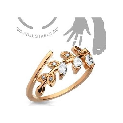 Šperky4U Zlacený prsten na nohu větvička se zirkony PNB1019 RD