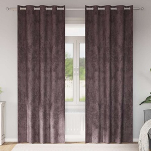 Pure Line Home Кадифени завеси в цвят тъмнокафяв с метални халки, 2 бр. , 140 x 245 см