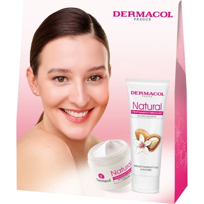 Dermacol Natural l výživný denný krém pre suchú až veľmi suchú pleť 50 ml + Dermacol Natural výživný mandľový krém na ruky a nechty 100 ml