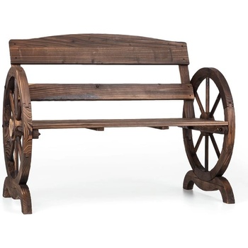 Blumfeldt Ammergau zahradní lavice, dřevěná lavice, kola vozu, jedlové opalované dřevo, 108x65x86cm (GDI5-Ammergau)