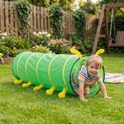 Iplay Тунел за игра за деца 47x180cm - Стоножка - зелен (8601)