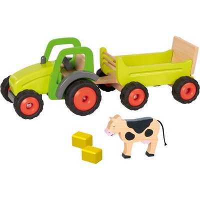 Goki Zelený traktor s vlekem, 45 cm