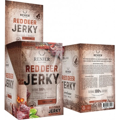 RENJER Modern Nordic Red Deer Jelení Jerky Chili & Lime 300 g