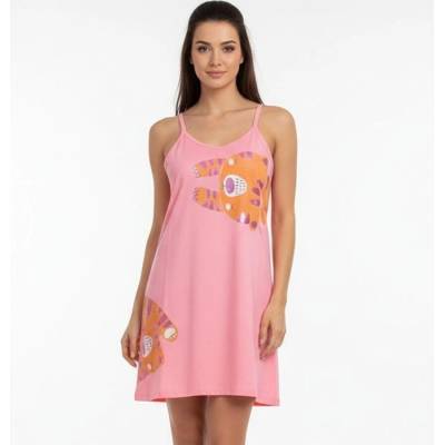 Лятна розова нощница с апликация на тигърче