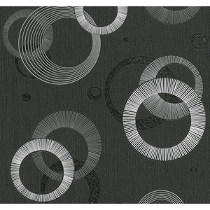 Rasch Тапет за стена нетъкан, бяло, сиво, черно Kreise modern Rasch 790849