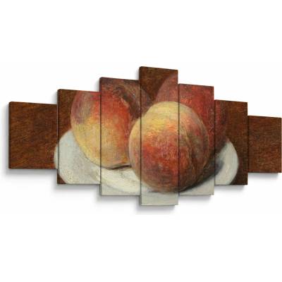 Obraz - Henri Fantin-Latour, Three Peaches on a Plate, reprodukcia, sedemdielne 210x100 cm