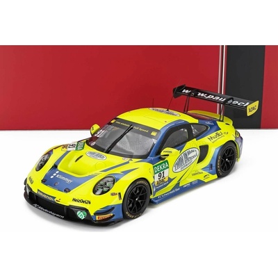 IXO MODELS PORSCHE 911 992 GT3 R TEAM JOOS N 91 ADAC GT MASTERS 2024 JOHANNES KAPFINGER MICHAEL KAPFINGER YELLOW BLUE 1:18