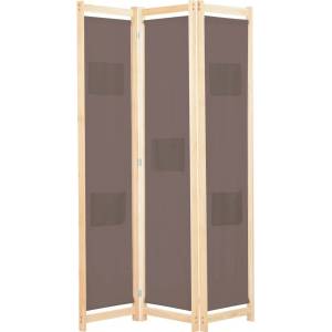 vidaXL Параван за стая, 3 панела, кафяв, 120x170x4 cм, текстил (248179)