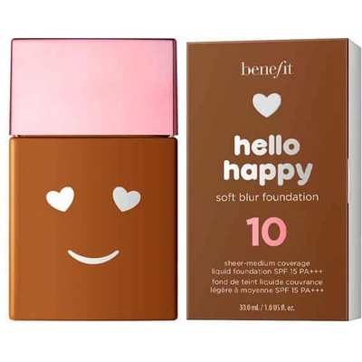 Benefit Hello Happy Soft Blur Matte Finish Течен фон дьо тен 10 Deep Warm SPF 15 30 ml
