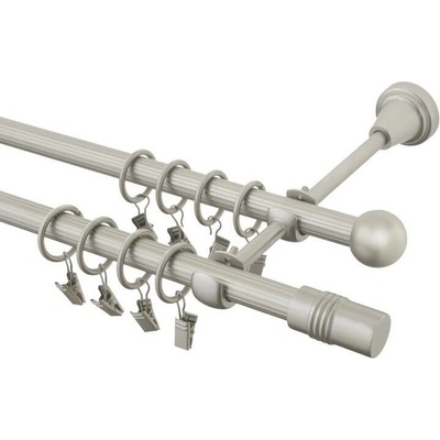 GARNÝŽE-HEBR Garnýž rýhovaná Cylinder chrom mat dvojitá 140 cm