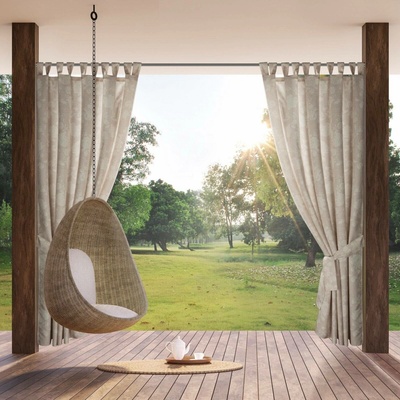 EUROFIRANY ZAHRADNÍ VODĚODOLNÝ ZÁVĚS NA POUTKÁCH GARDEN 155X220 CM VZOROVANÁ
