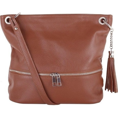Talianske Talianska kožená crossbody kabelka Frame koňaková