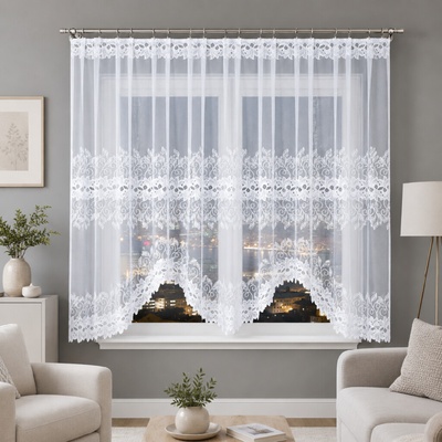 Dekorační oblouková krátká záclona na žabky BASTIA 150 bílá 300x150 cm MyBestHome
